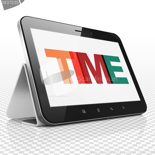 Image of Time concept: Tablet Computer with Time on  display