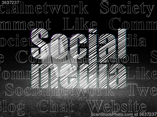 Image of Social network concept: Social Media in grunge dark room