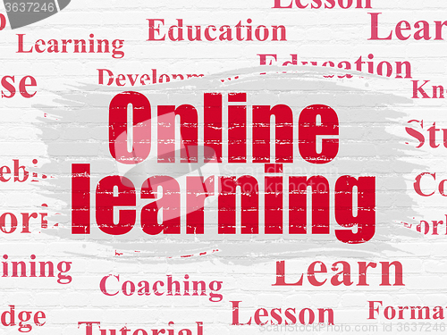 Image of Education concept: Online Learning on wall background