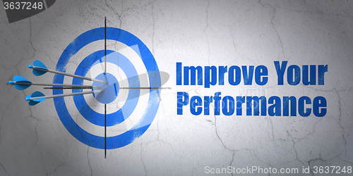 Image of Studying concept: target and Improve Your Performance on wall background