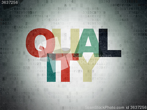 Image of Advertising concept: Quality on Digital Paper background