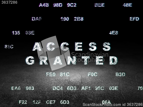 Image of Protection concept: Access Granted in grunge dark room