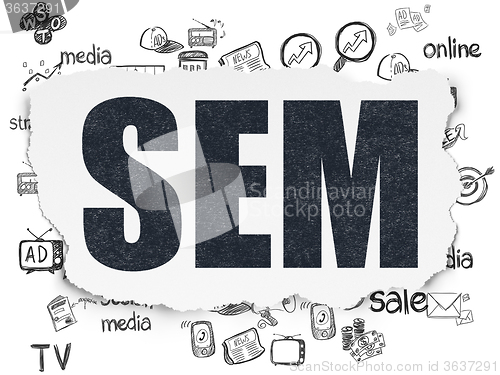 Image of Marketing concept: SEM on Torn Paper background