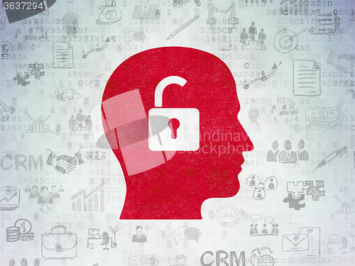 Image of Finance concept: Head With Padlock on Digital Paper background