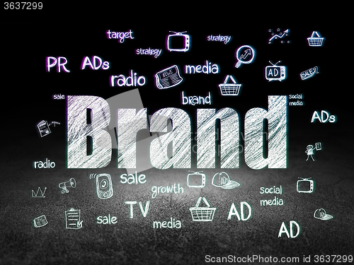Image of Advertising concept: Brand in grunge dark room