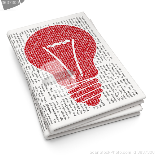 Image of Finance concept: Light Bulb on Newspaper background