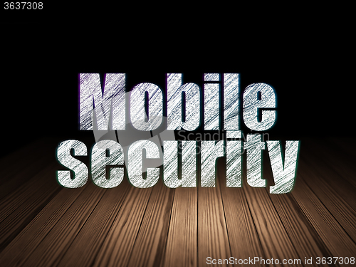 Image of Safety concept: Mobile Security in grunge dark room