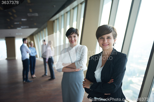 Image of business people group, females as team leaders