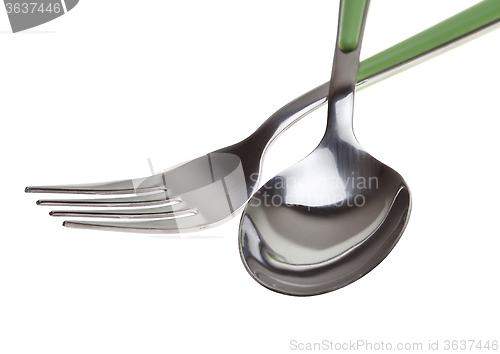 Image of fork and spoon isolated on white