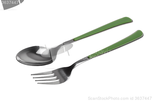 Image of fork and spoon isolated on white