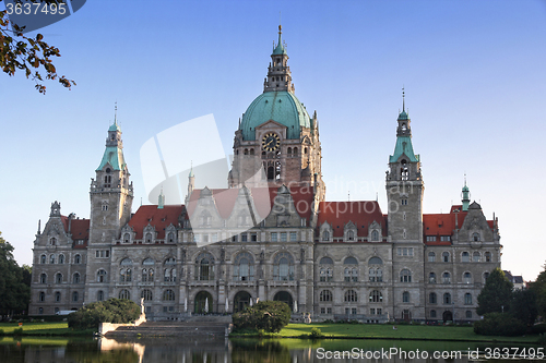 Image of New Town Hall building (Rathaus) in Hannover Germany