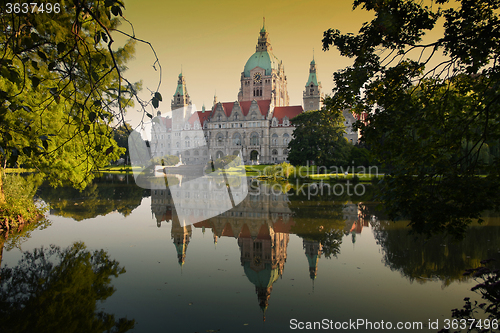 Image of New Town Hall building (Rathaus) in Hannover Germany