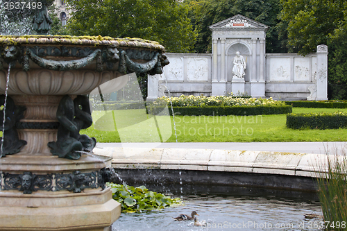 Image of Volksgarten park and monument poet Franz Grillparzer