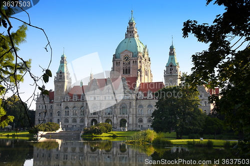 Image of New Town Hall building (Rathaus) in Hannover Germany