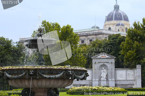 Image of Volksgarten park and monument poet Franz Grillparzer