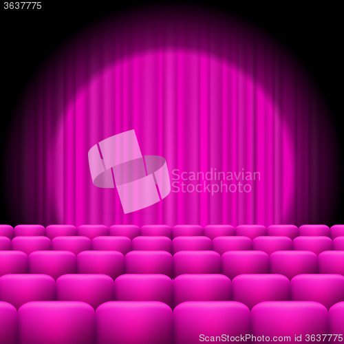 Image of Pink  Curtains with Spotlight and Seats