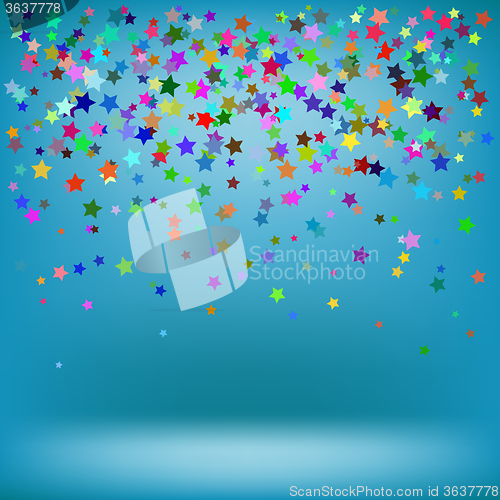 Image of Set of Colorful Stars on Azure Background