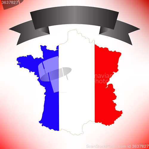 Image of Map of France and Black Ribbon