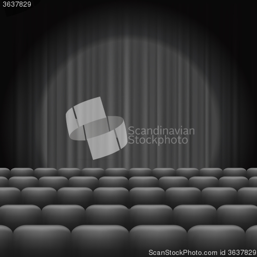 Image of Grey Curtains with Spotlight and Seats