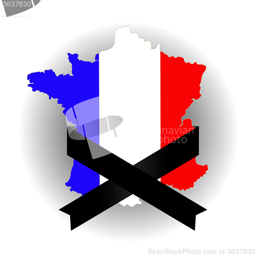 Image of Map of France and Black Ribbon