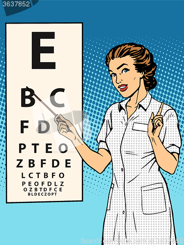 Image of Woman ophthalmologist table verification of view