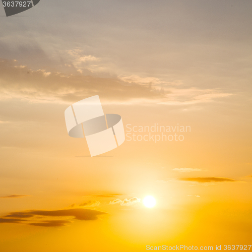 Image of in the red blue sky cloud and sunrise orange color