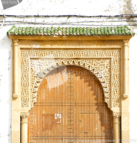 Image of historical in  antique building door morocco style africa   wood