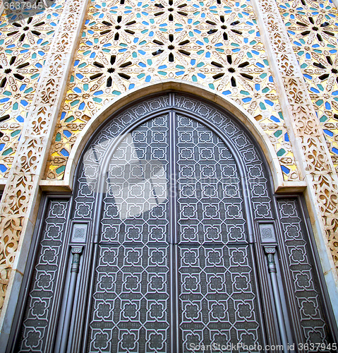 Image of historical marble  in  antique building door morocco      style 