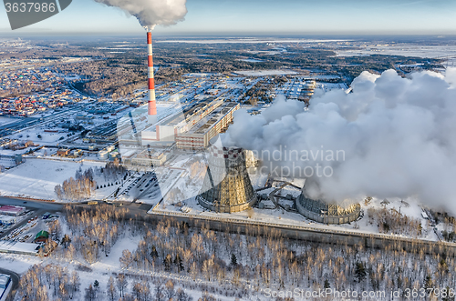 Image of City power plant in a winter season. Tyumen. Russia