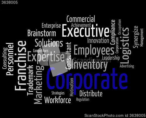 Image of Corporate Word Means Corporation Wordcloud And Executive