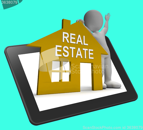 Image of Real Estate House Tablet Shows Land And Buildings For Sale