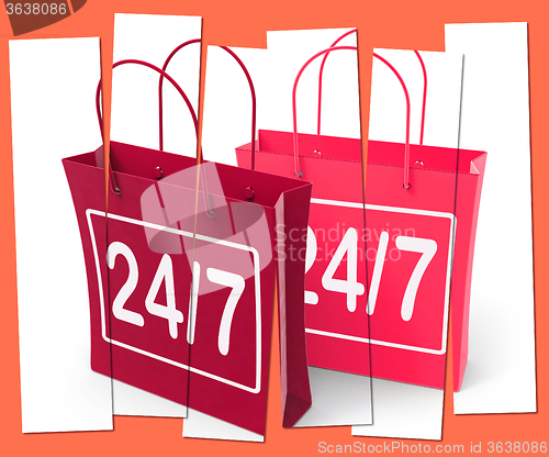 Image of Twenty four Seven Shopping Bags Show Hours Open