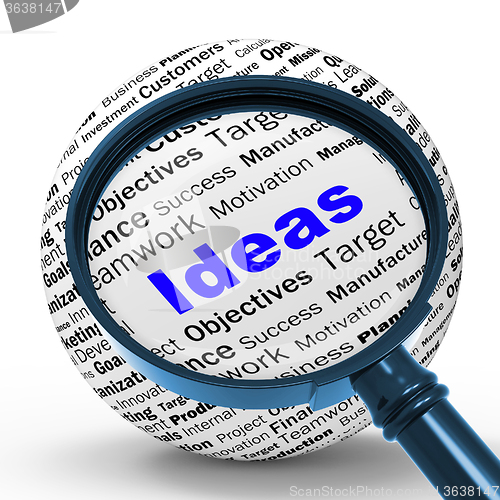 Image of Ideas Magnifier Definition Shows Creativity And Innovation