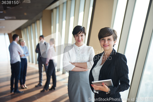 Image of business people group, females as team leaders