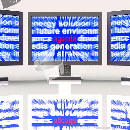 Image of Agenda Monitors Means Program Schedule Or Line up