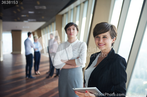 Image of business people group, females as team leaders