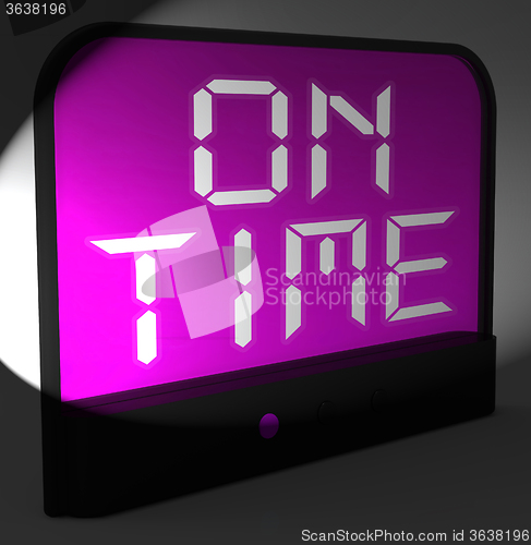 Image of On Time Digital Clock Means Punctual And Not Late