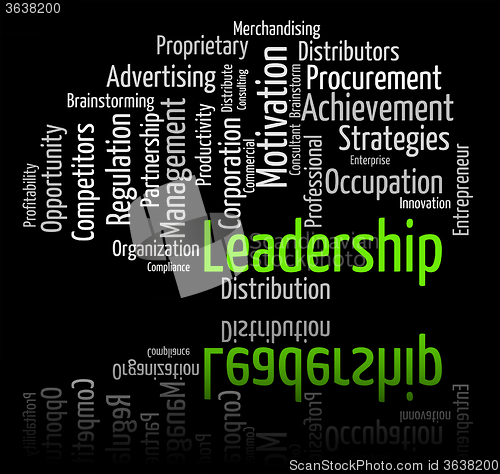 Image of Leadership Word Shows Wordcloud Initiative And Management