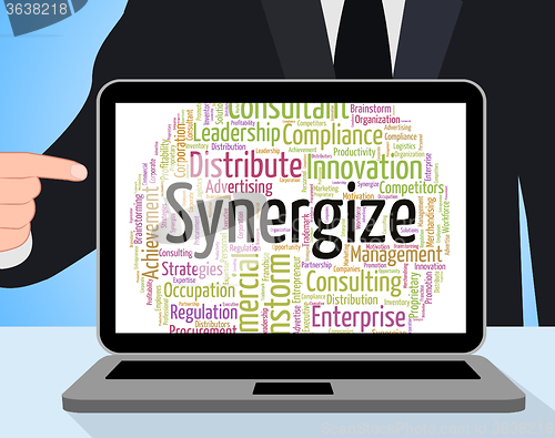 Image of Synergize Word Represents Work Together And Cooperation