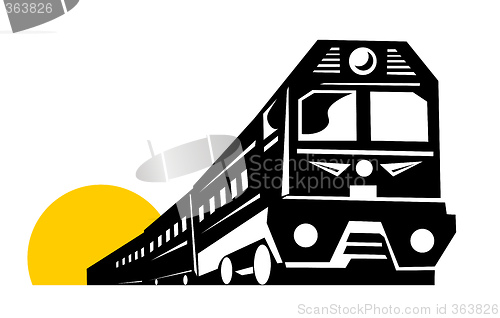 Image of Diesel train with sun