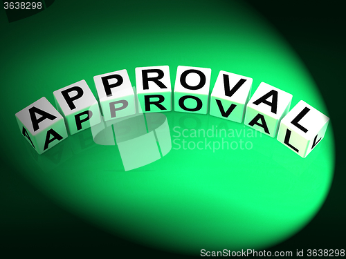 Image of Approval Dice Show Validation Acceptance and Approved