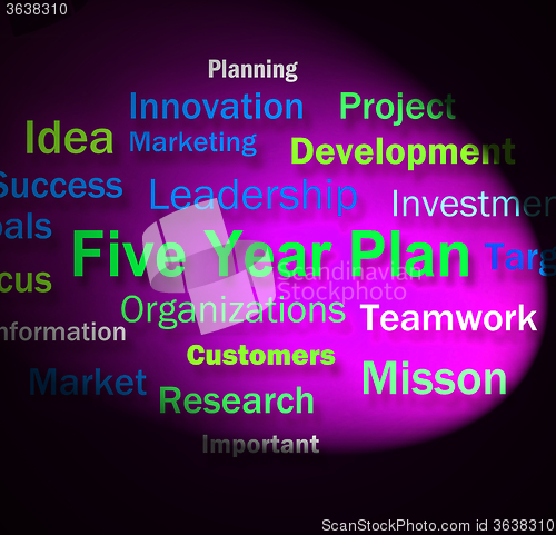 Image of Five Year Plan Words Means Strategy For Next 5 Years