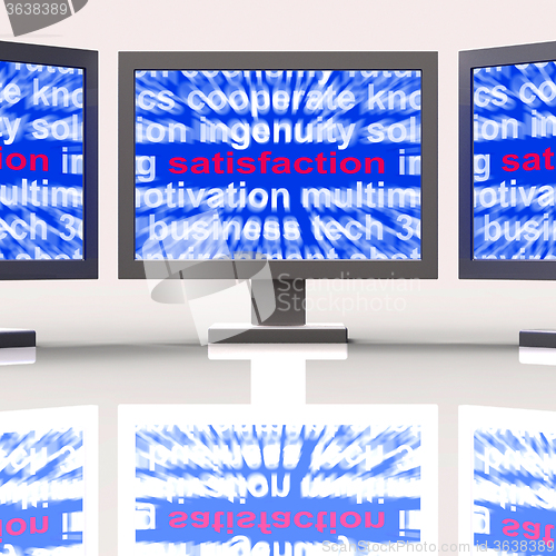 Image of Satisfaction Monitors Shows Enjoyment Contentment And Fulfilment