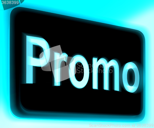 Image of Promo Sign Shows Discount Reduction Or Save