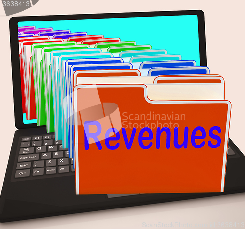 Image of Revenues Folders Laptop Mean Business Income And Earnings