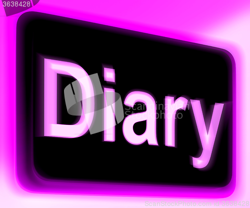 Image of Diary Sign Shows Online Planner Or Schedule