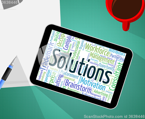 Image of Solutions Word Represents Solve Wordcloud And Resolve