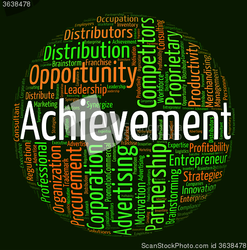 Image of Achievement Word Means Achieving Wordcloud And Attainment