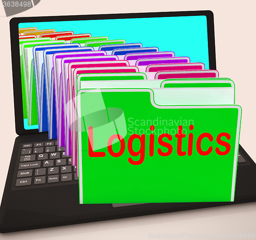 Image of Logistics Folders Laptop Mean Planning Organization And Coordina