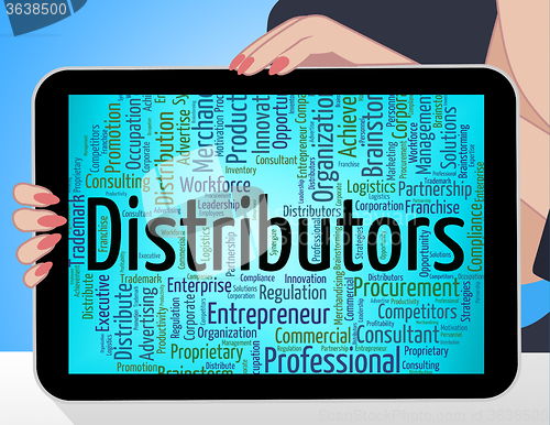 Image of Distributors Word Represents Supply Chain And Distribute